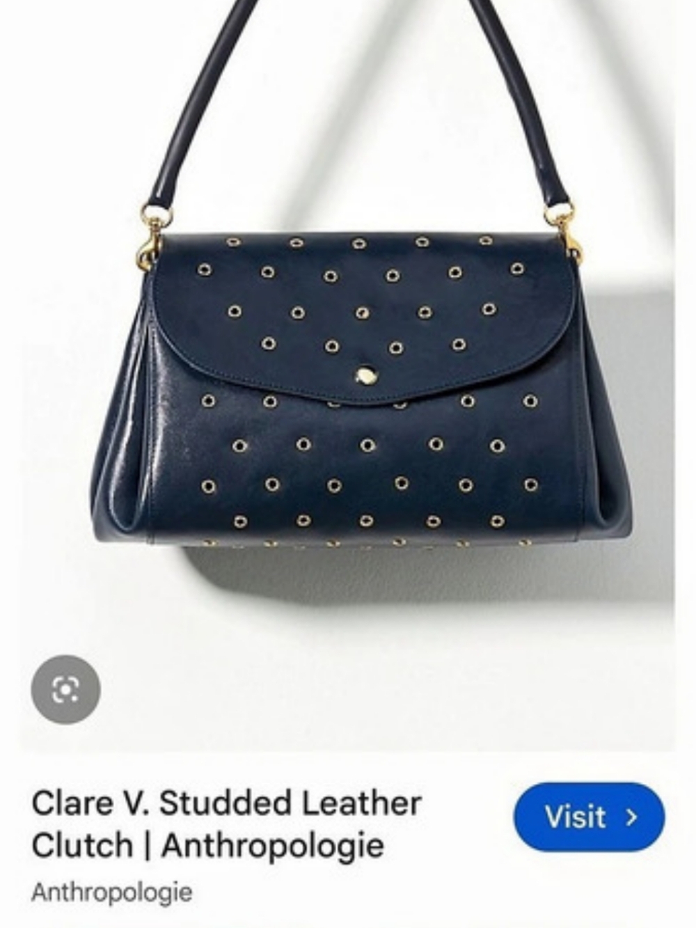 Clare V. Studded Leather Clutch. in Blue